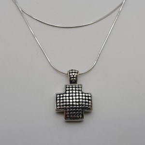 Vintage Maltese Cross Necklace 925 Sterling Silver Mexican Artisan Signed ATI, Estate Jewelry, w#1863