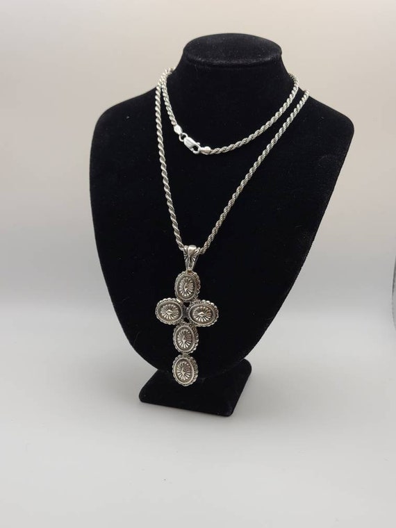 Concho Cross Necklace in 925 Silver, Southwestern… - image 2