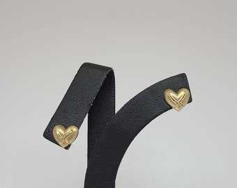 Textured Heart Stud Earrings in 14kt Yellow Gold, Heart Earrings, Vintage Estate Jewelry, w#422