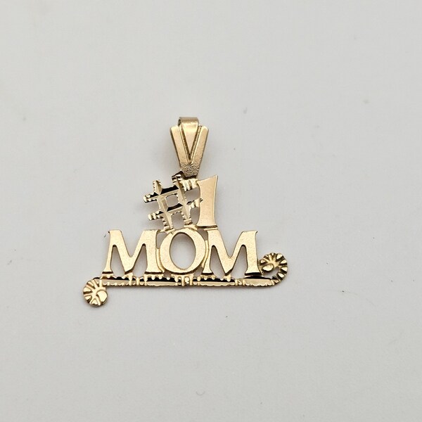 Number #1 Mom Charm Pendant in 14kt Gold, Gift for Mom, Mother's Day Gift, Vintage Estate Jewelry, Item w#2050