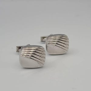 Vintage Modernist Geometric Cuff Links 925 Sterling Silver Mid-Century Modern Cuff Links, Estate Jewelry Gift for Him, W#2586
