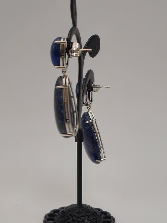 Lapis Lazuli Teardrop Earrings, 925 Silver, Lapis… - image 7