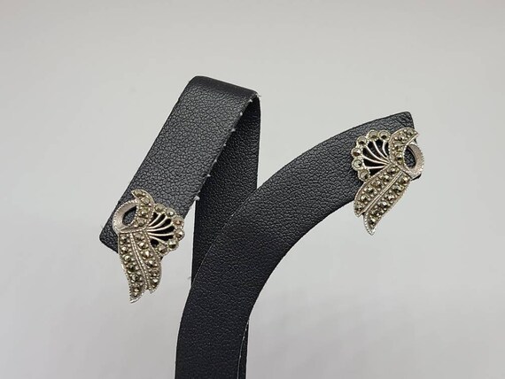 Marcasite Earrings in Sterling Silver, Vintage Es… - image 8