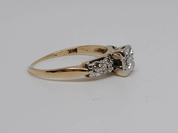 Vintage Diamond Engagement Ring in 14kt Yellow an… - image 4