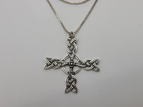 Celtic Cross Necklace, 925 Silver Celtic Knot Nec… - image 1