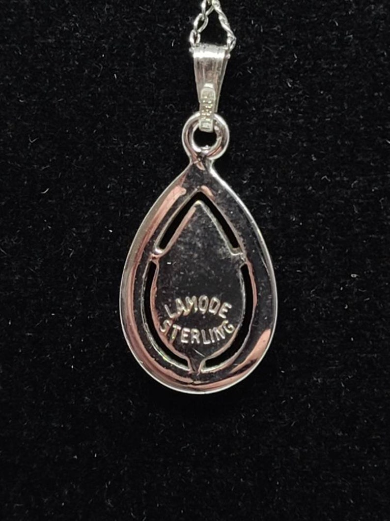 Vintage Lamode Textured Engraveable Teardrop Pendant Necklace Item w#1697