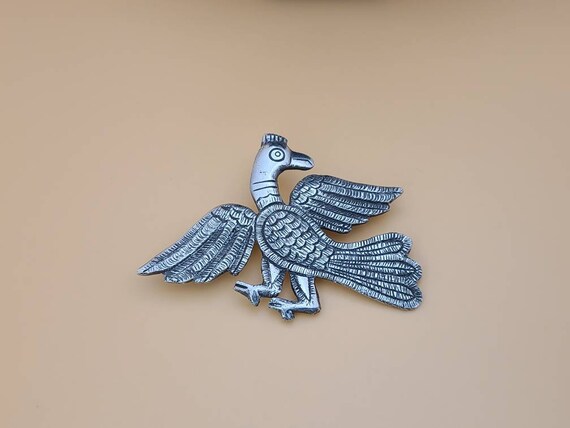 Vintage Bird Pin - .900 Silver - Artisan Signed - Estate Jewelry