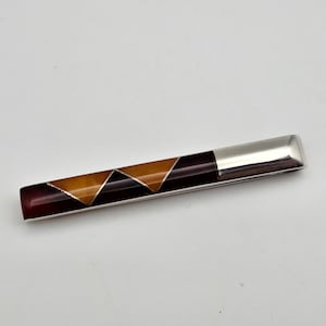Vintage 925 Sterling Silver Mid-century Modern Tie Bar - Modernist Inlaid - Suit Accessory - Gift for Him, w#3784