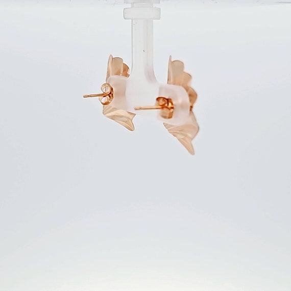 Sculpted Fan Earrings in 14kt Gold, Ruffled Gold … - image 6