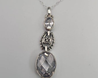 Cubic Zirconia Necklace, 925 Silver, CZ Necklace, Vintage Estate Jewelry, Item w#2521