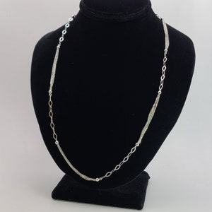 Vintage 925 Silver Fancy Link Station Necklace, 20&quot;, Estate Jewelry, w#1422