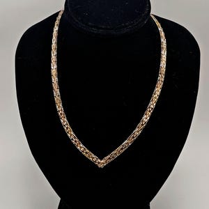 Vintage 925 Silver Tri-Colored Chevron Riccio Necklace, Estate Jewelry, Collar Necklace, w#3281