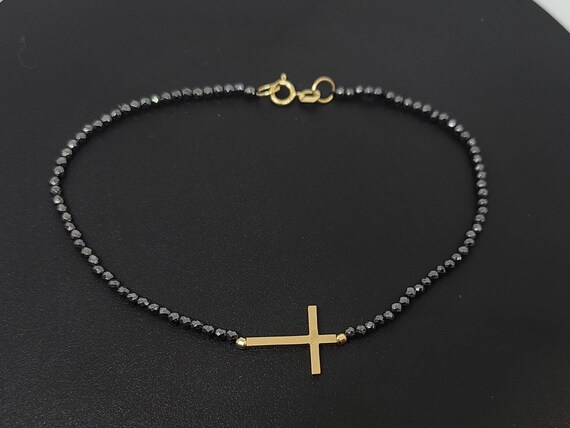 Beaded sideways cross best sale bracelet