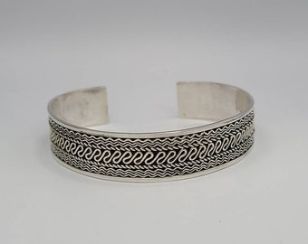 Handmade Ornate Swirling 925 Silver Cuff Bracelet Item w#800