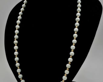 Vintage 14k Yellow Gold Beaded Jade Necklace - Estate Jewelry
