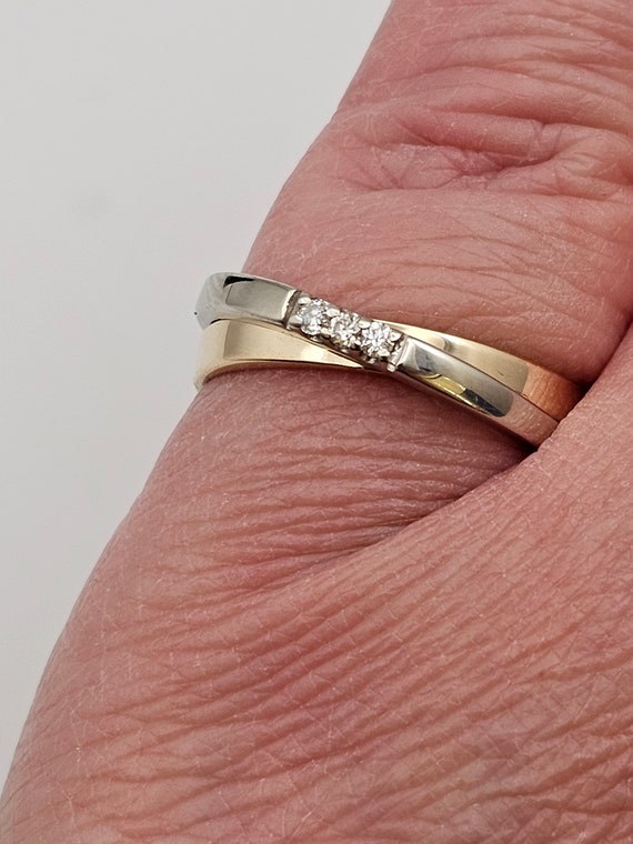 14kt White and Yellow Gold Diamond Wedding Ring, … - image 3