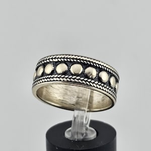 Vintage 925 Sterling Silver Full Moon Ring, Size 9.75, Estate Jewelry, W#1701