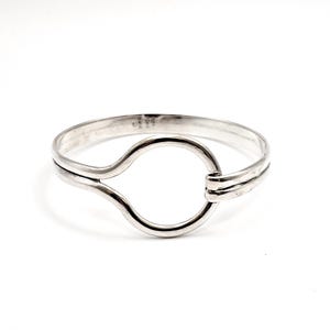 Vintage Modernist 925 Sterling Silver Bangle Bracelet - Sculpted Open Geometric Shape - Estate Jewelry, w#215