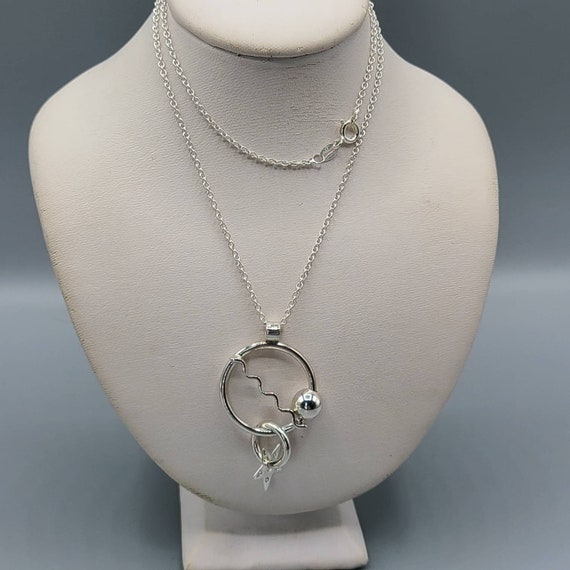 Cosmic Star and Planet Necklace, 925 Silver Vinta… - image 4