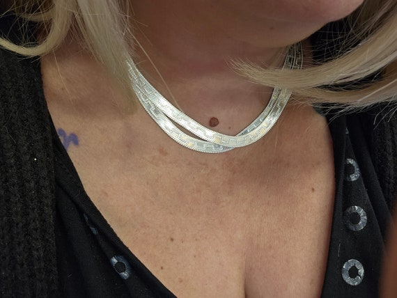 Vintage 925 Sterling Silver Herringbone Chain: Re… - image 2