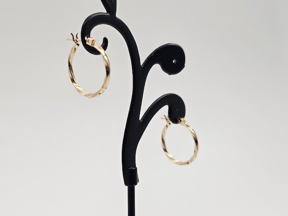 Twisted Hoop Earrings in 14kt Gold, Minimalist Je… - image 1