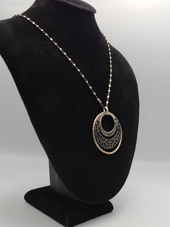 Three Circle Necklace in 925 Silver, Openwork Circle … Gem