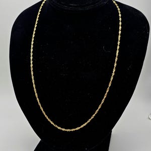 Vintage 10k Gold Twisted Rope Chain Necklace, Estate Jewelry, 18", w#2013