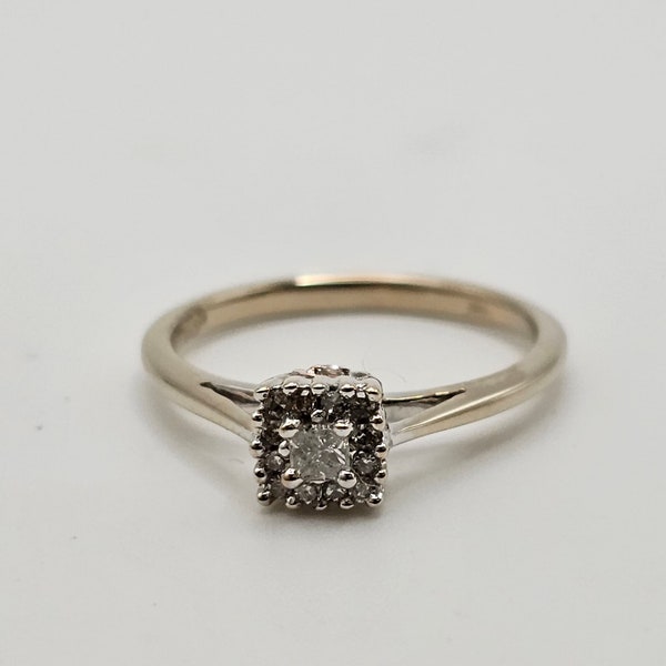 Vintage Diamant Cluster Verlobungsring, 10k Weißgold, Diamant Halo Ring, Diamant Versprechensring, Größe 4.25 Art. w#3727