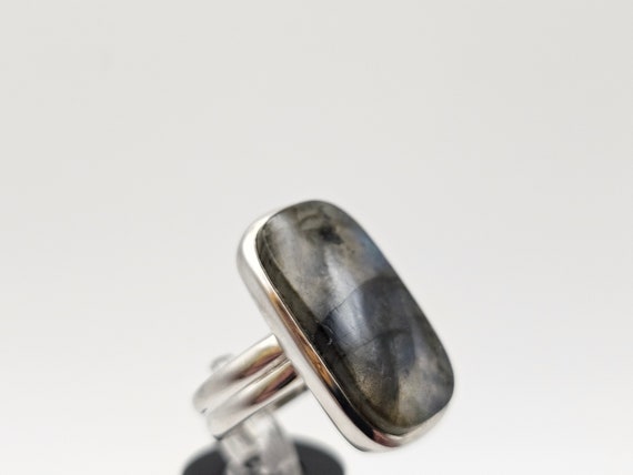Vintage Geometric Labradorite Ring: 925 Sterling … - image 5