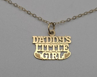 Gold Locket 14K Solid Yellow Gold Daddys Little Girl Necklace