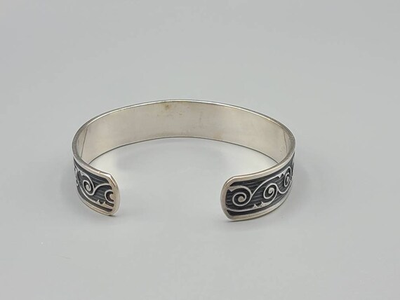 Ornate Cuff Bracelet in Sterling Silver, Vintage … - image 3