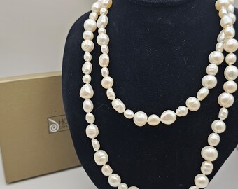 Hand Knotted Pearl Necklace 925 Sterling Silver, Designer