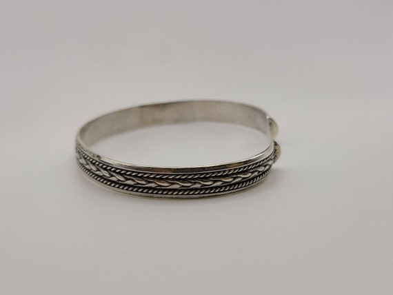 Vintage 925 Sterling Silver Rope Patterned Cuff B… - image 6