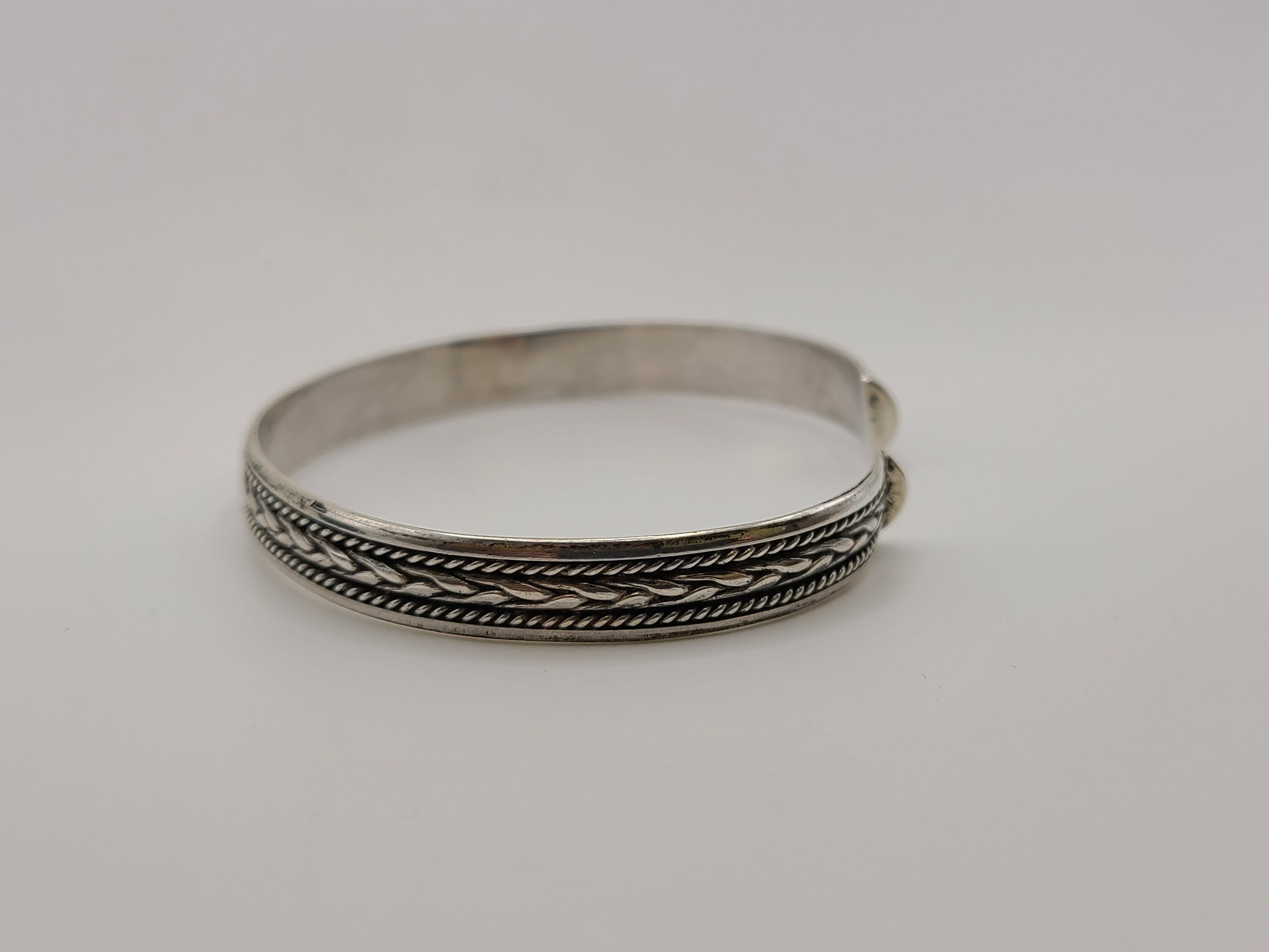 Vintage 925 Sterling Silver Rope Patterned Cuff Bracelet