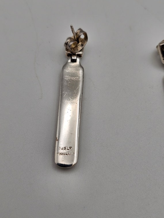 Vintage Scroll Motif Rectangular Dangle Earrings:… - image 6