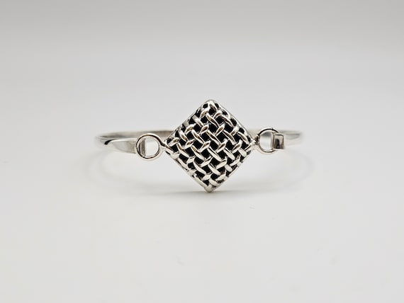 Geometric Open Weave Bracelet, 925 Silver, Openwo… - image 1