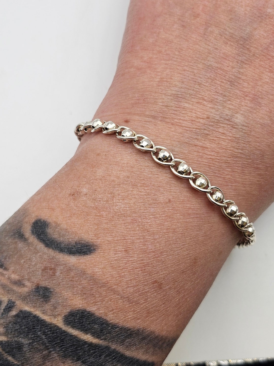 Clear Crystal Disco Ball Bracelet with Gold Nugget Accent