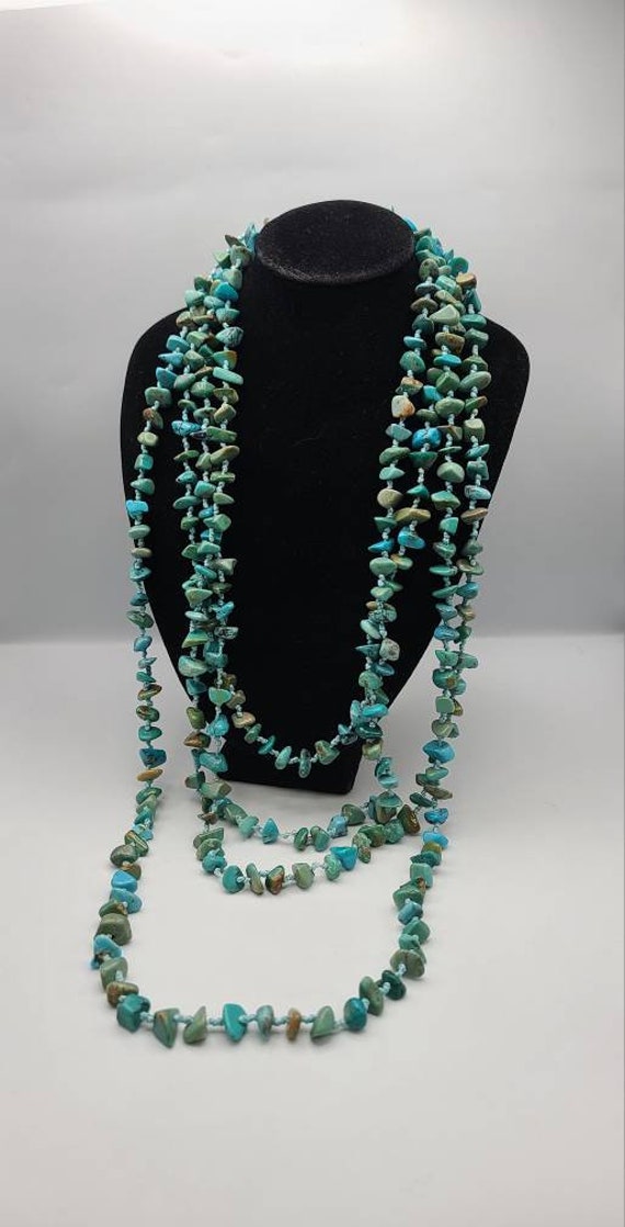 Turquoise Beaded Necklace, 925 Silver Beaded Turqu