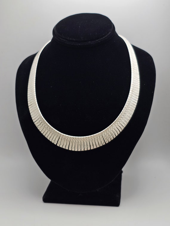 Omega Collar Necklace, 925 Silver, Milor Italian J