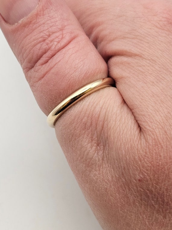 3mm Gold Wedding Band, 14k Gold, Stackable Ring, … - image 2