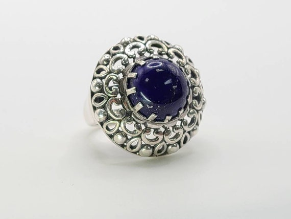 Lapis Lazuli Ring, 925 Silver Lapis Ring, Ornate … - image 2