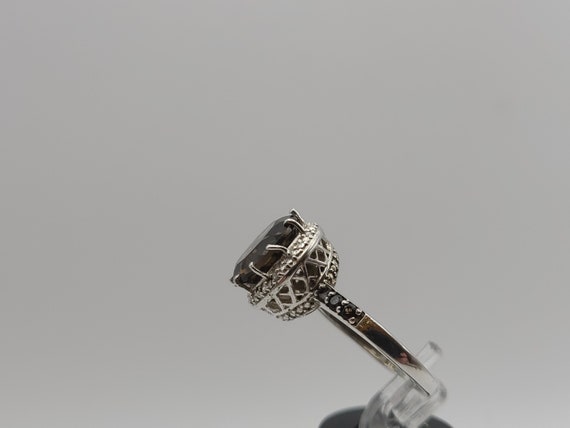 Smoky Quartz and Diamond Ring, 925 Silver Quartz … - image 5