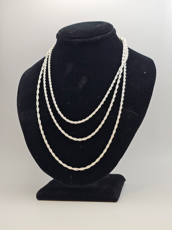 Twisted Rope Necklace, 925 Silver, 52-Inch Chain,… - image 2