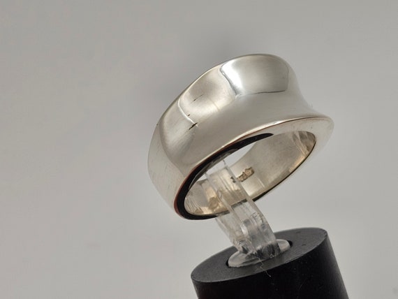 Vintage Wide Concaved Polished Band: 925 Sterling… - image 3