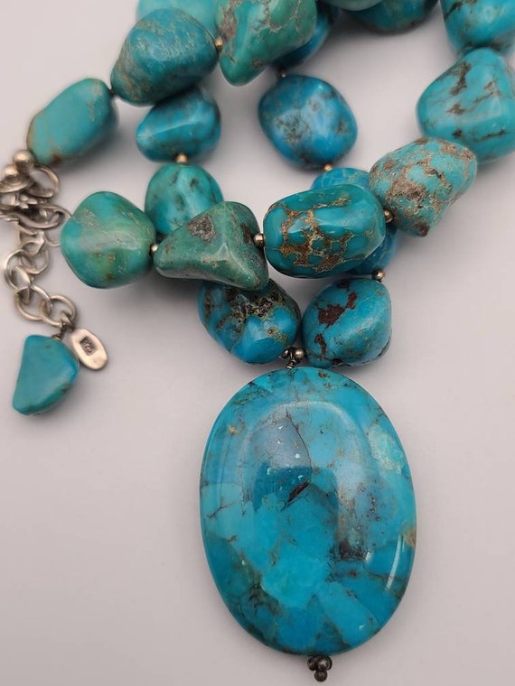 Barse Barse Turquoise Necklace, 925 Silver Beaded Turquoise… - Gem