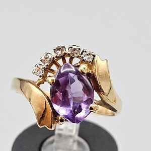 Vintage Synthetic Spinel Diamond Ring 14kt Yellow Gold 0.13 CTW Natural Diamonds, 2.60ct. Spinel, Estate Jewelry Gift, Size 7.5, w#3350