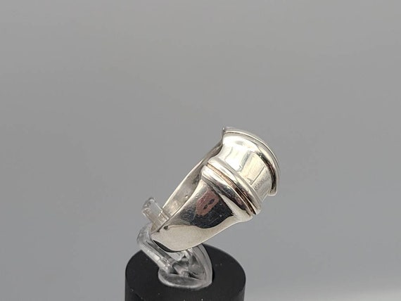 Silver Ridged Wide Modernist Band, 925 Silver Wid… - image 4