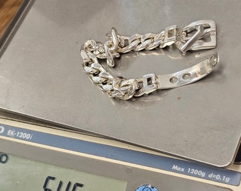 Vintage Italian Sterling Silver Belt Buckle Bracelet - 10mm
