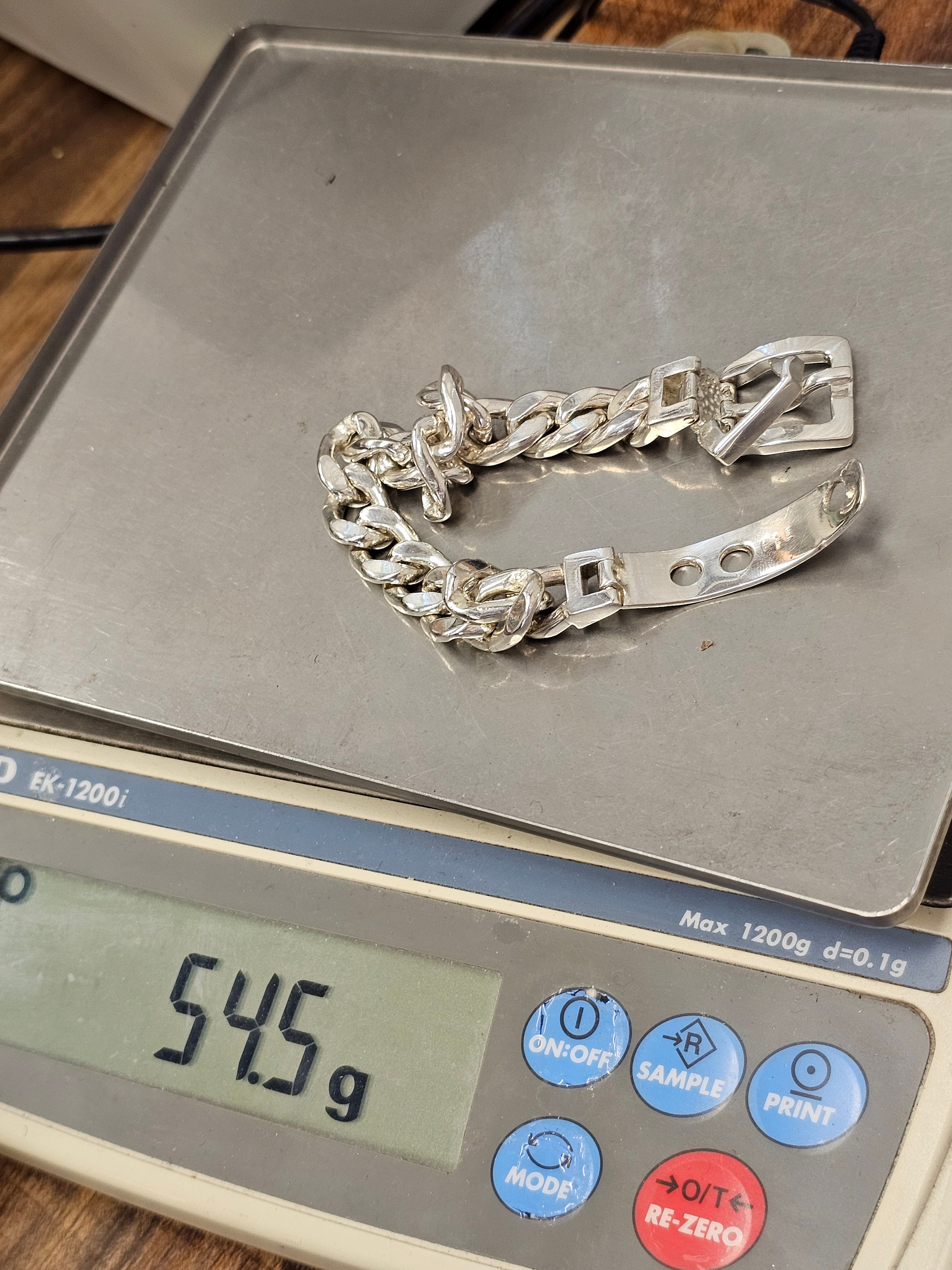 Vintage Italian Sterling Silver Belt Buckle Bracelet - 10mm
