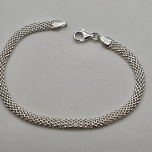 Vintage Italian 925 Sterling Silver Mesh Link Bracelet - Estate